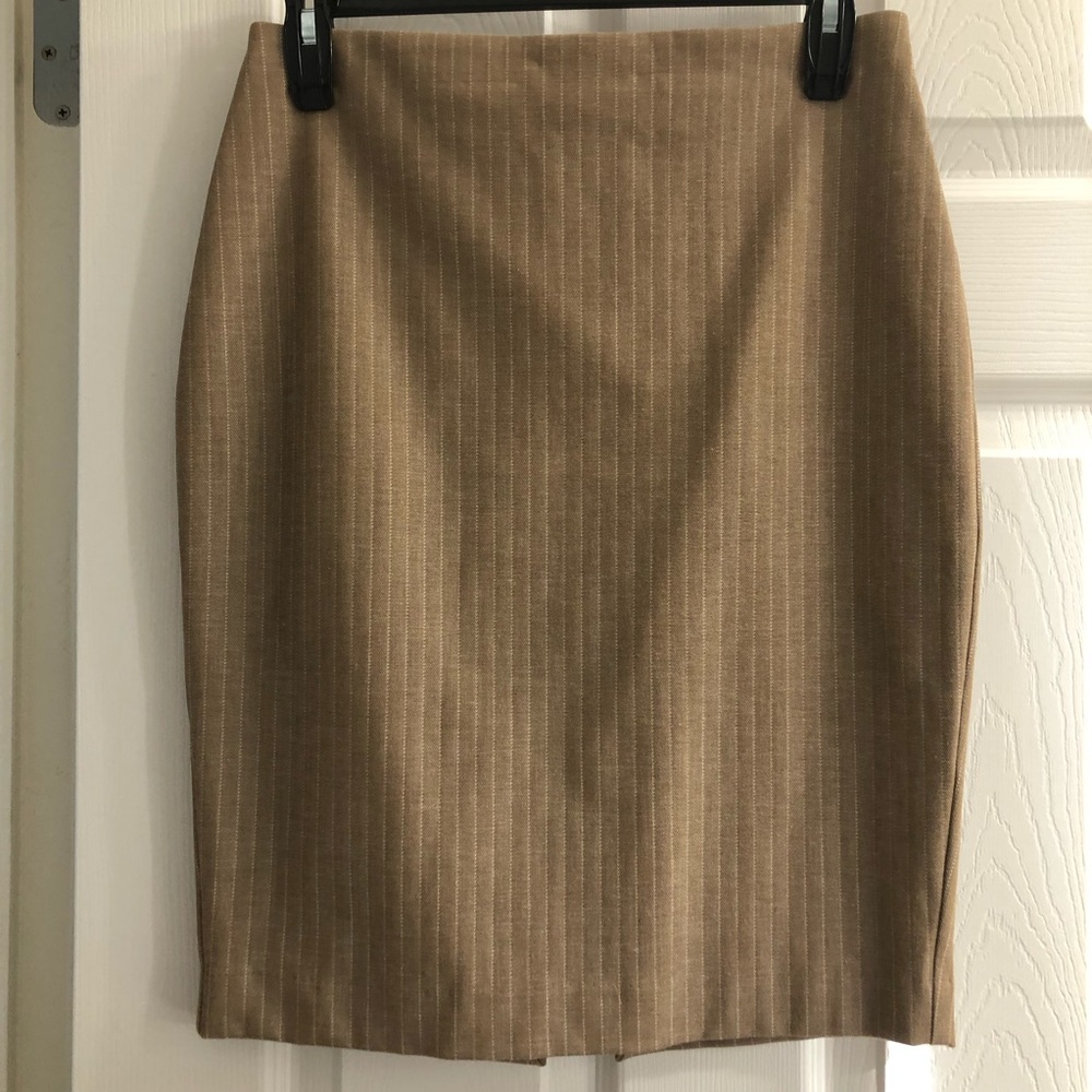 Express Tan Pinstripe Pencil Skirt